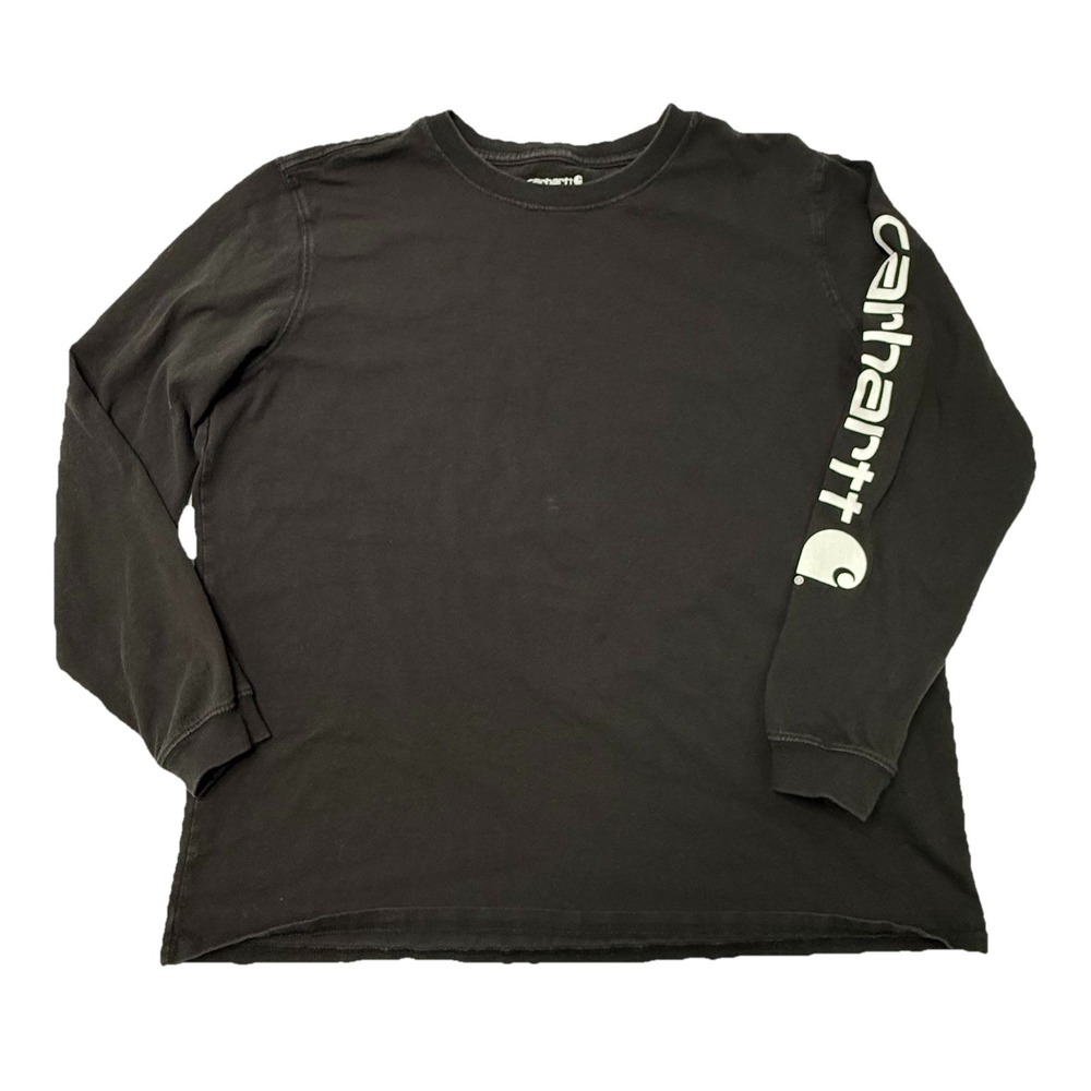 Carhartt Youth XL (16-18) Loose Fit Long-Sleeve T-Shirt Graphic Logo Black White